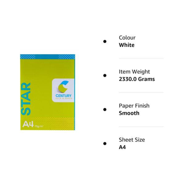 Century Star Copier Paper - A4 Ssze, 75 GSM, 1 Ream 500 Sheet - Image 6
