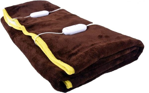 MAPEL Electric Under Bed Heating Blanket Double Bed- Bed Warmer Certified Woollen Shockproof with Two Temperature Controller- Four Heat Settings (152cms X 152cms, lightweight, Checked blue) - Image 2